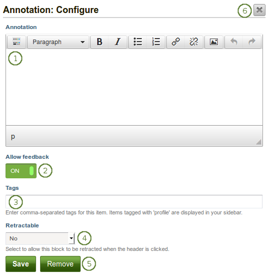 Configure the Annotation block
