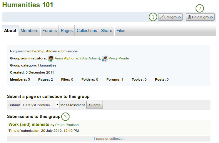View group homepage as group administrator