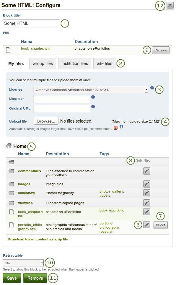 Configure the block Some HTML