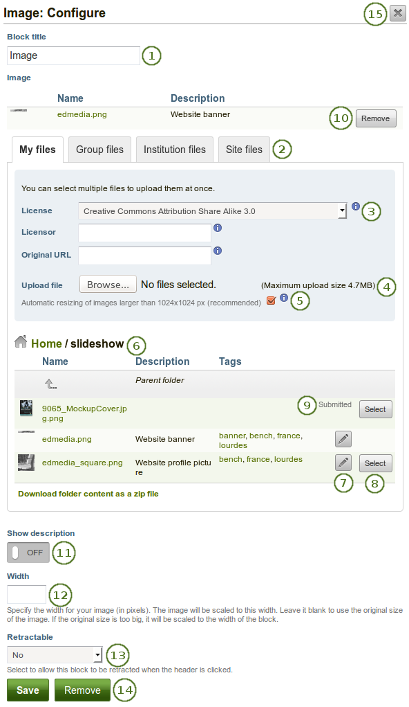 Configure the image block