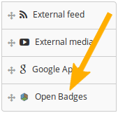 Choose the Open Badges block