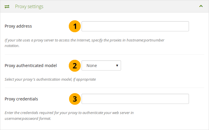 Proxy settings