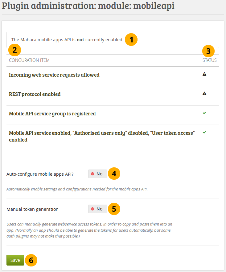 Configure the mobile API