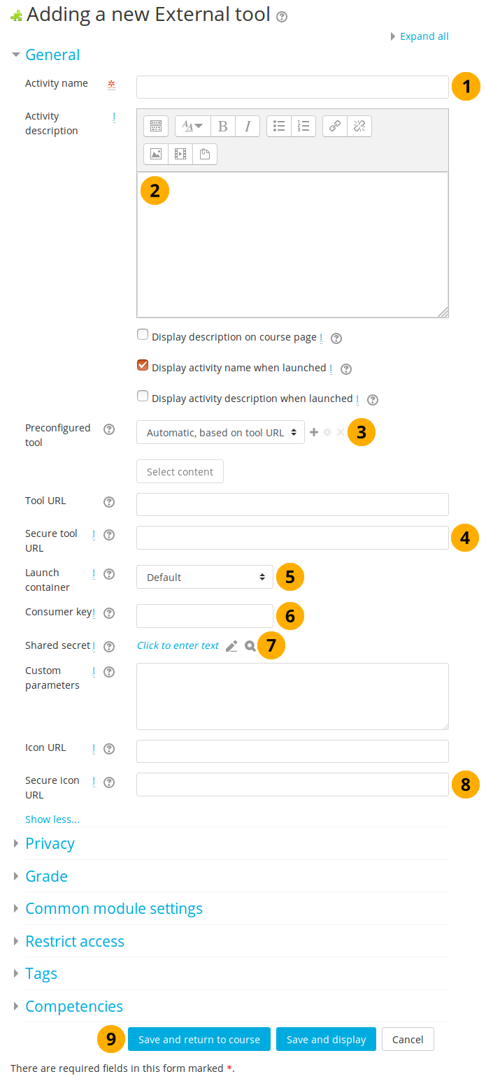 Set up Mahara as external tool in a Moodle course