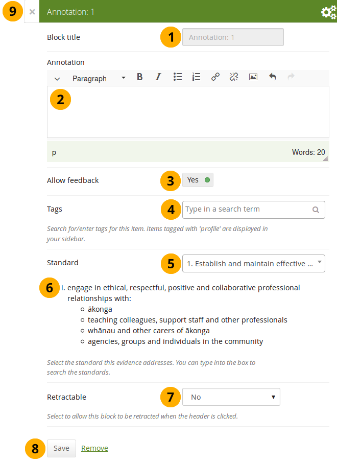 Configure the Annotation block