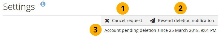 Cancel or resend your account deletion request