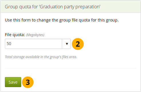 Change the group file quota