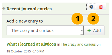 Create a new journal entry directly from the *Recent journal entries* block - multiple journals available