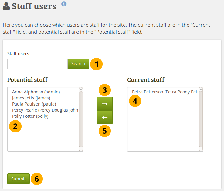 Site staff users