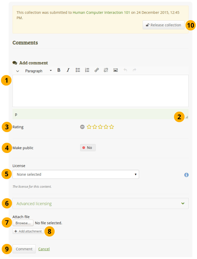 Provide feedback as tutor or group administrator on a submitted page