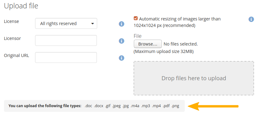 See which file types you can upload if there is a restriction in place