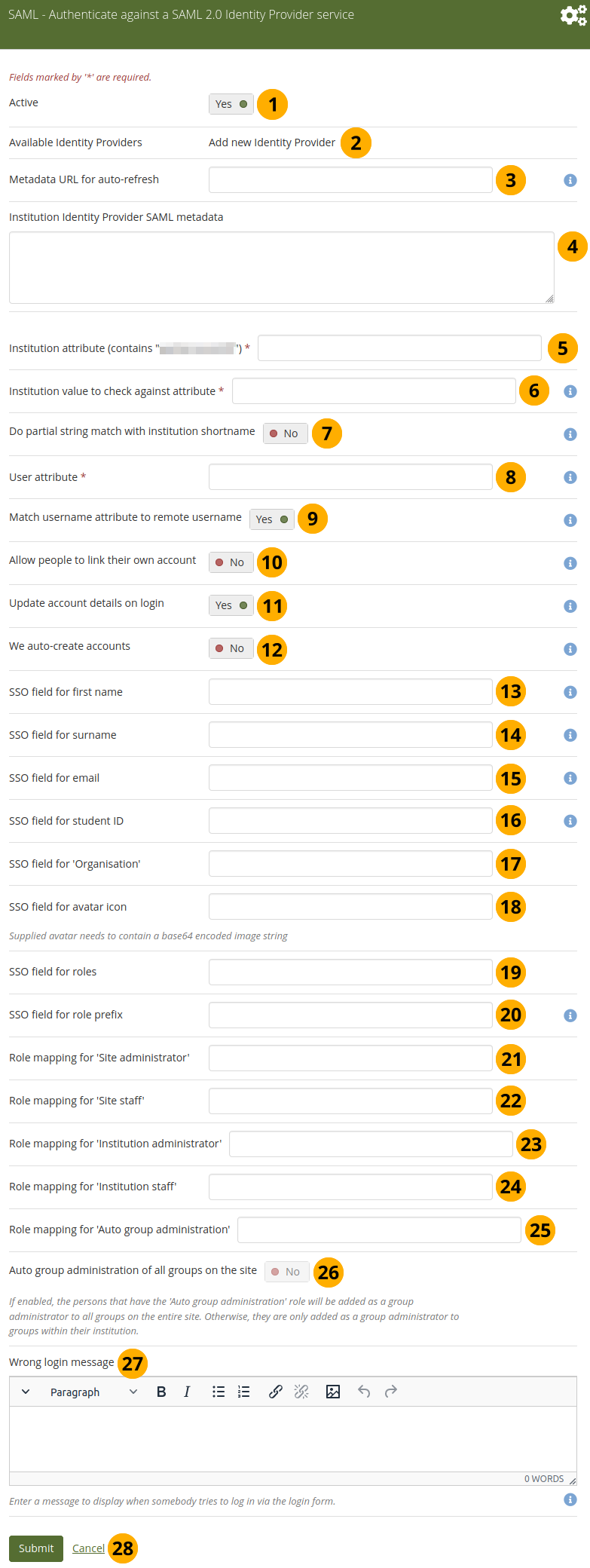 SAML 2.0 authentication