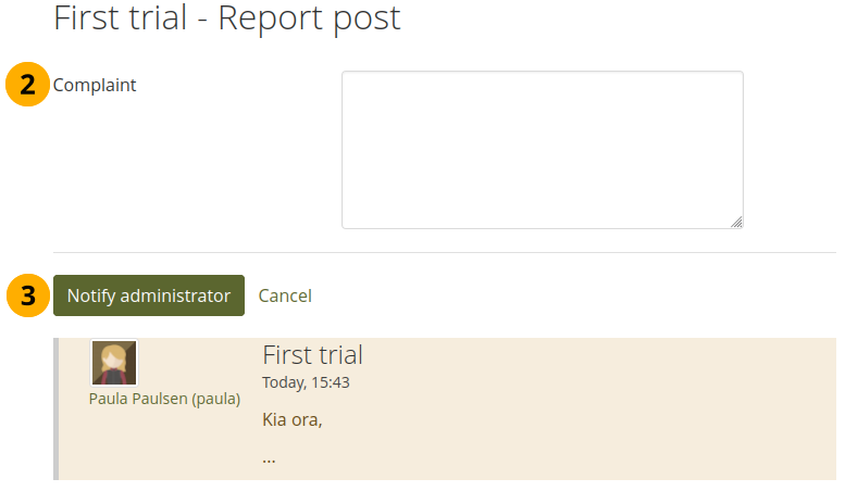 Report a forum post as objectionable