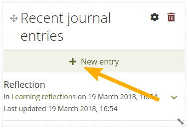 Create a new journal entry directly from the *Recent journal entries* block - one journal only