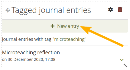 Create a new journal entry directly from the *Tagged journal entries* block - one journal only