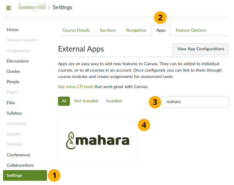 Choose Mahara from the Edu App Center