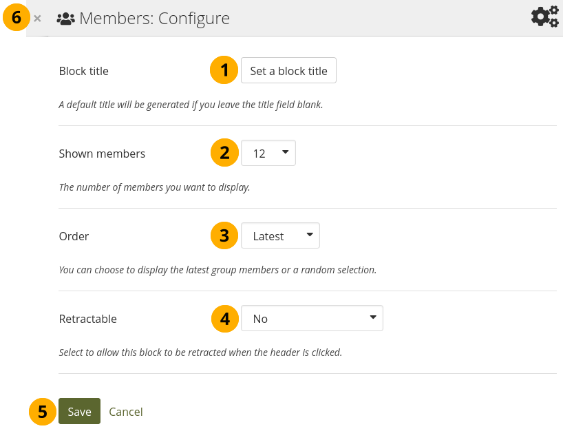 Configure the group pages block