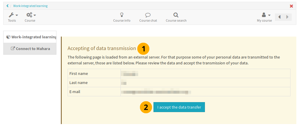 Transfer of data via LTI