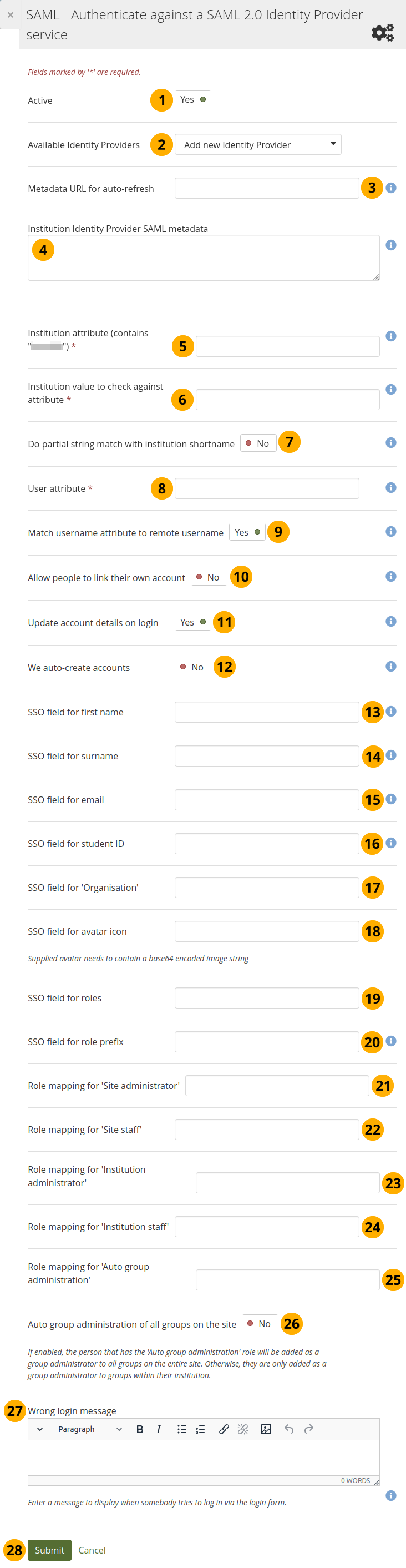 SAML 2.0 authentication