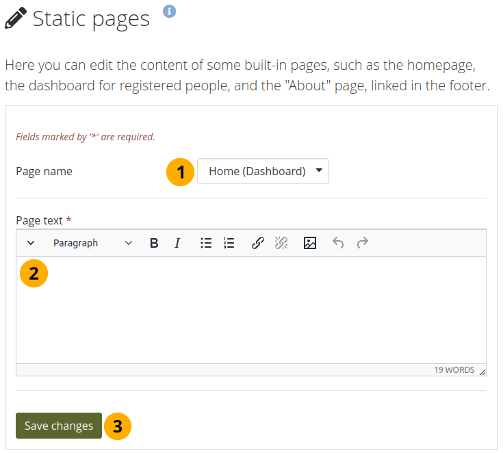 Edit static pages