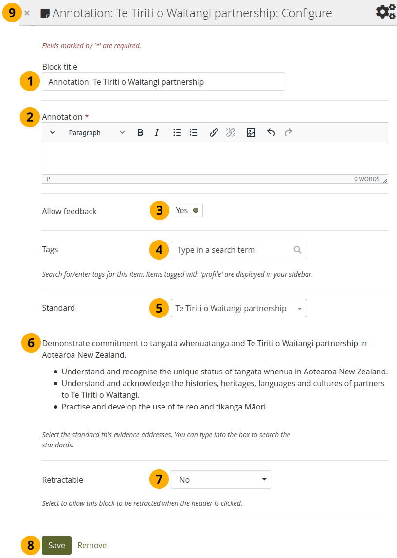 Configure the Annotation block