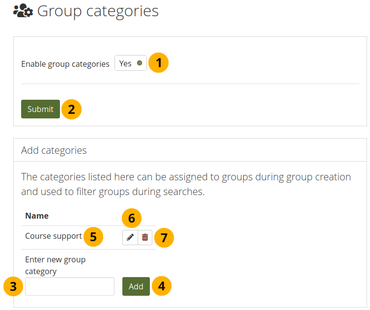 Manage group categories