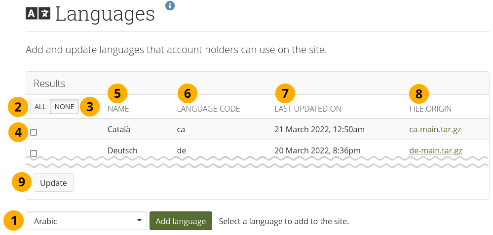 Install and update languages for the interface