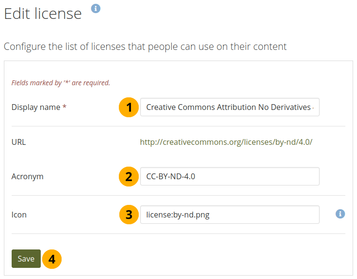 Edit a license on the site