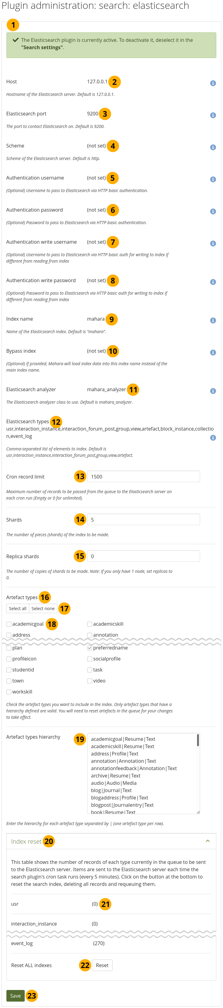 Configure the Elasticsearch plugin