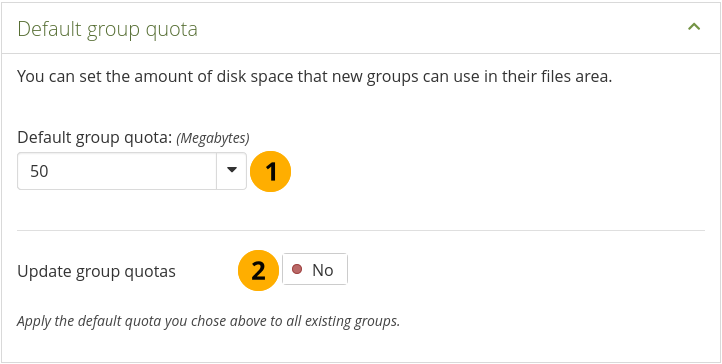 Configure the default group quota