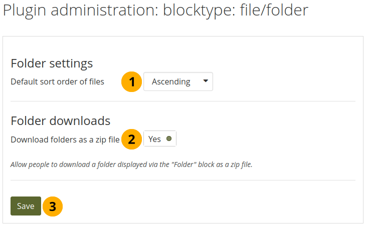 Configure the Folder block