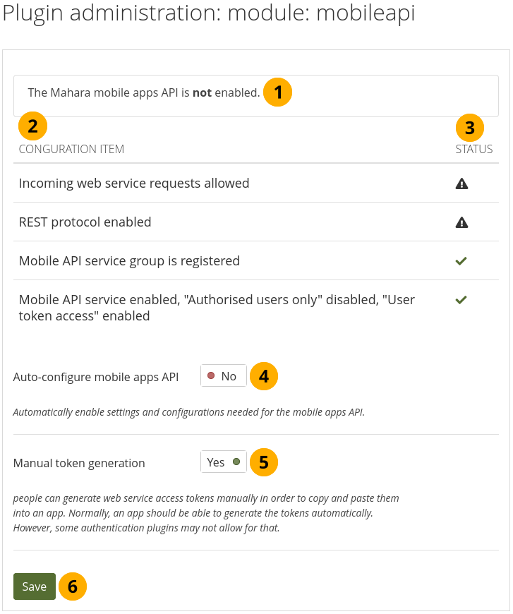 Configure the mobile API