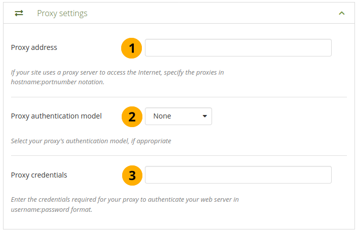 Proxy settings