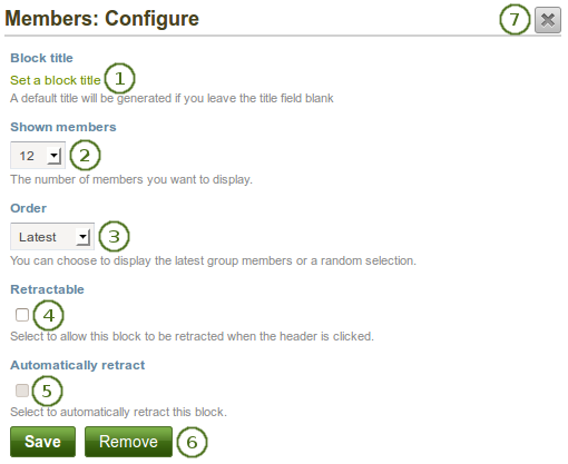 Configure the group pages block