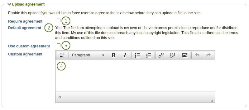 Configure the upload agreement
