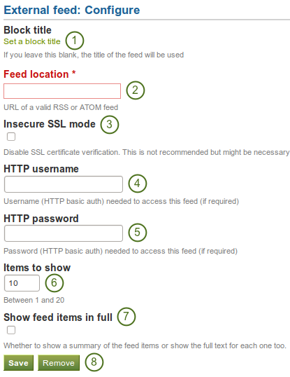 Configure the external feed