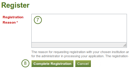 Provide a registration reason