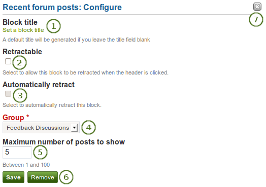 Configure the recent forum posts block