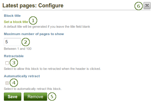 Configure the latest pages block