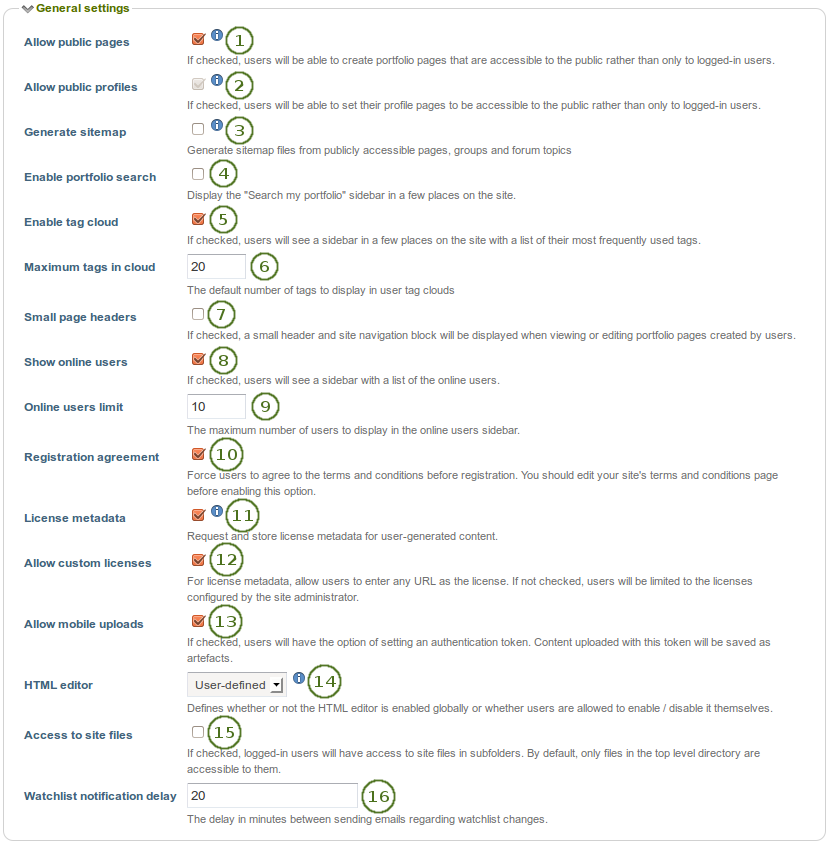 General settings