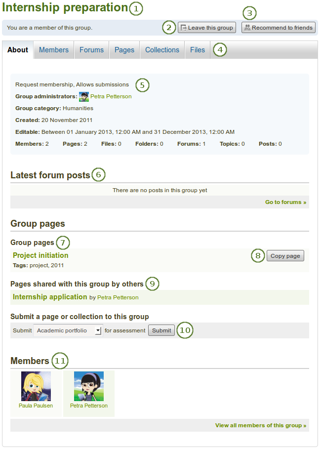 Group homepage