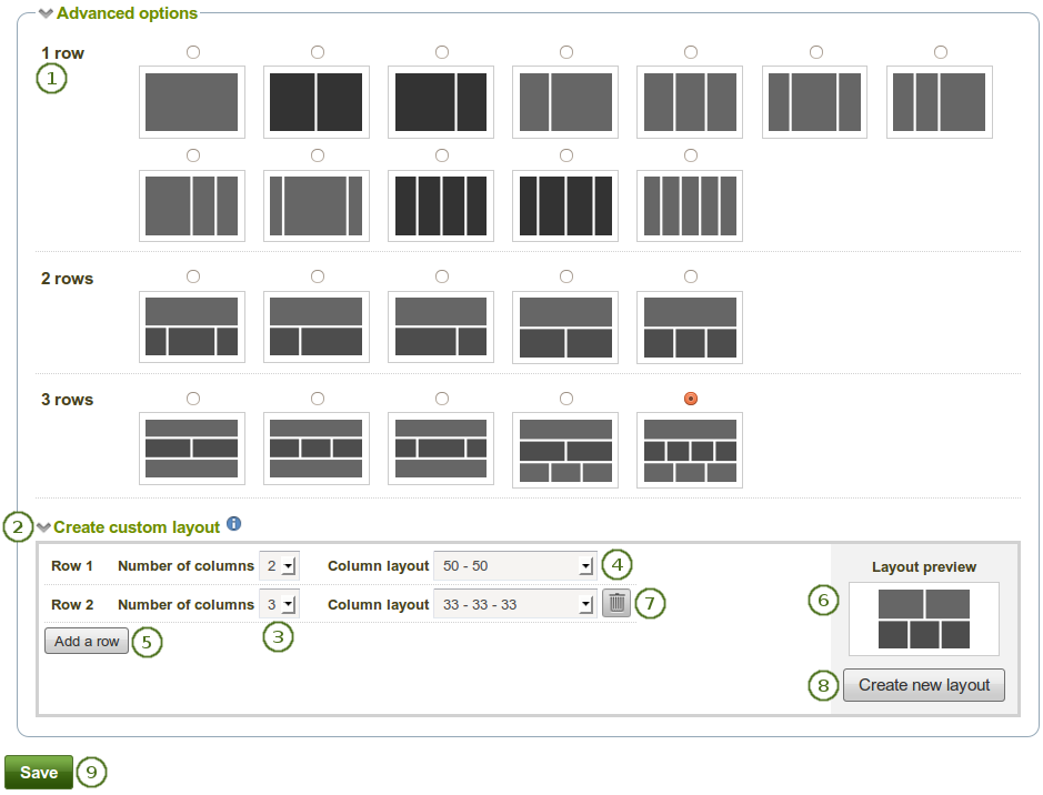 Advanced layout options