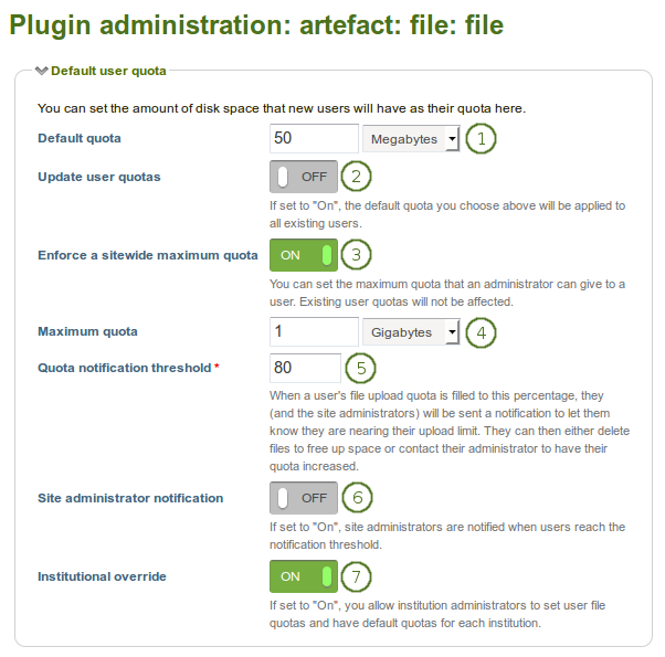 Configure the default user quota