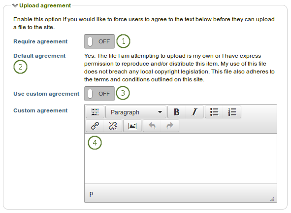 Configure the upload agreement