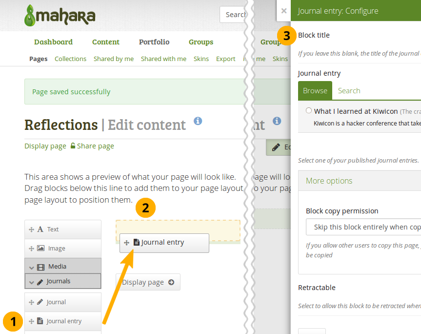 Drag a block into the page layout area