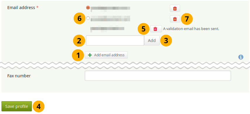 Profil : Ajouter ou supprimer une adresse électronique