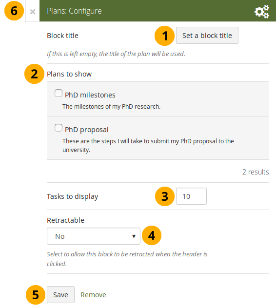 Configure the plans block