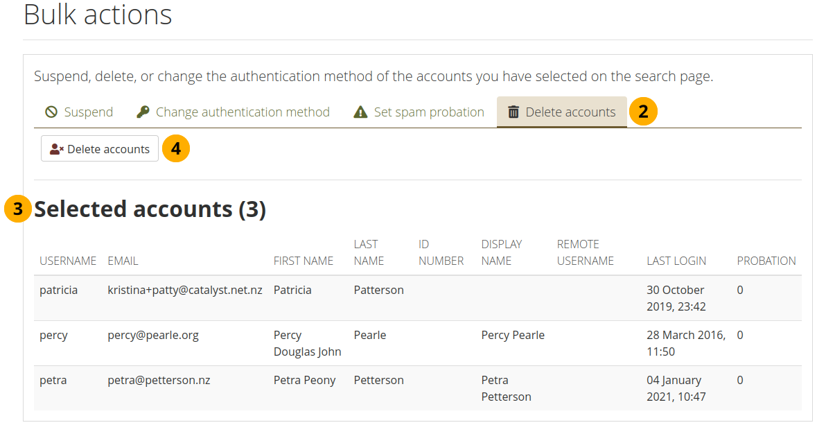 Account bulk actions: Delete accounts