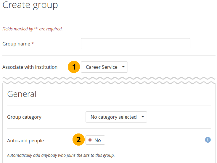 Paramètres des groupes réservés aux administrateurs du site