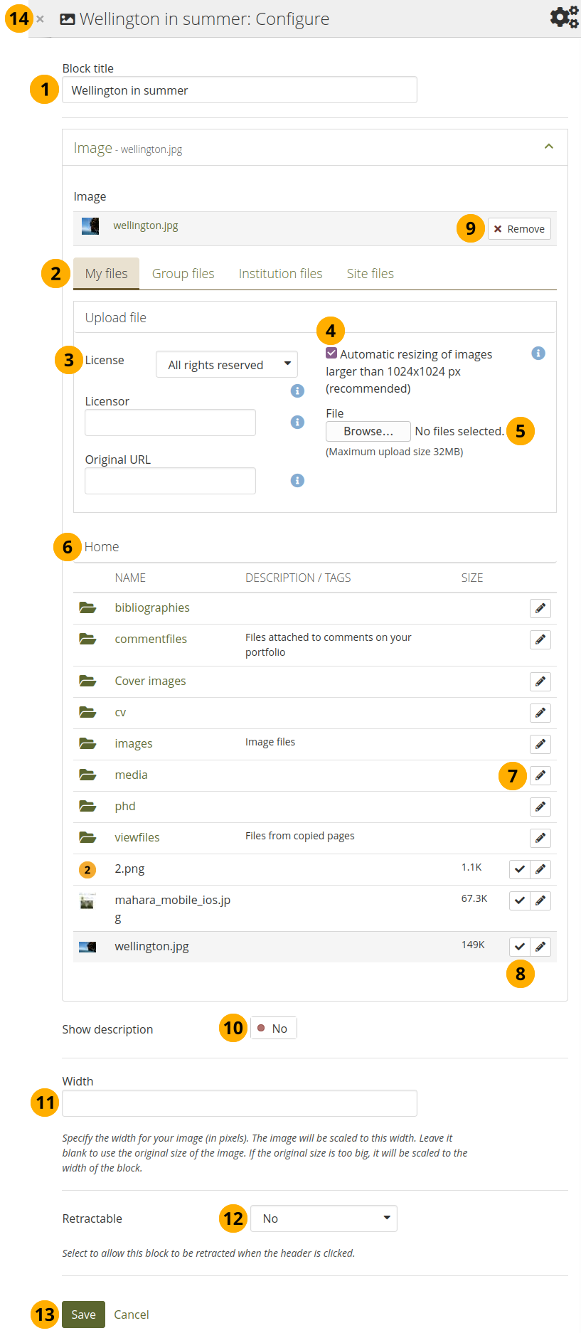 Configure the image block